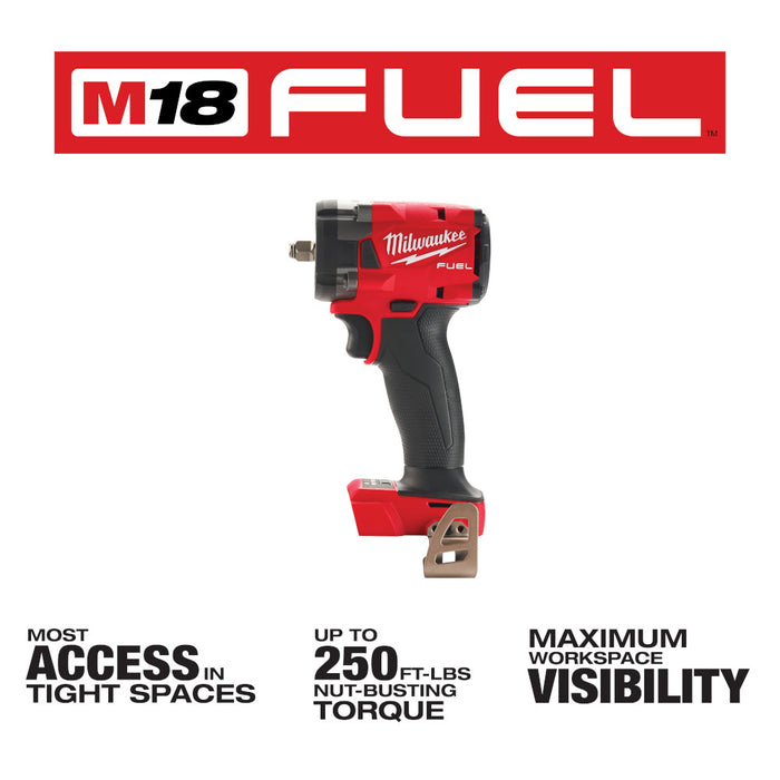 Milwaukee M18 FUEL Cordless 3/8" Compact Impact Wrench with Friction Ring - Tool Only