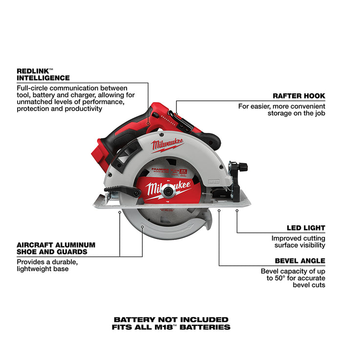 Milwaukee M18 Cordless 7-1/4" Circular Saw - Tool Only