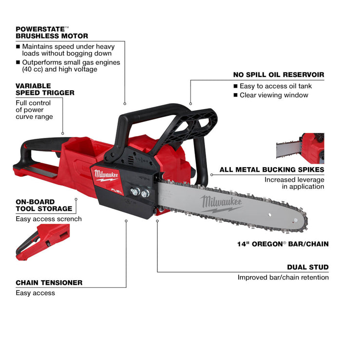 Milwaukee M18 FUEL™ Cordless 14" Chainsaw - Tool Only