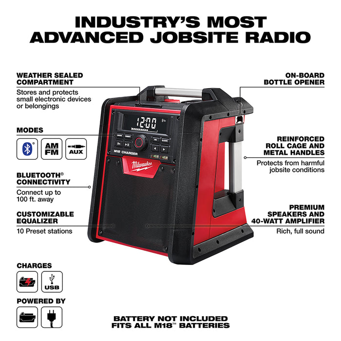 Milwaukee M18 Cordless Jobsite Radio/Charger  - Tool Only