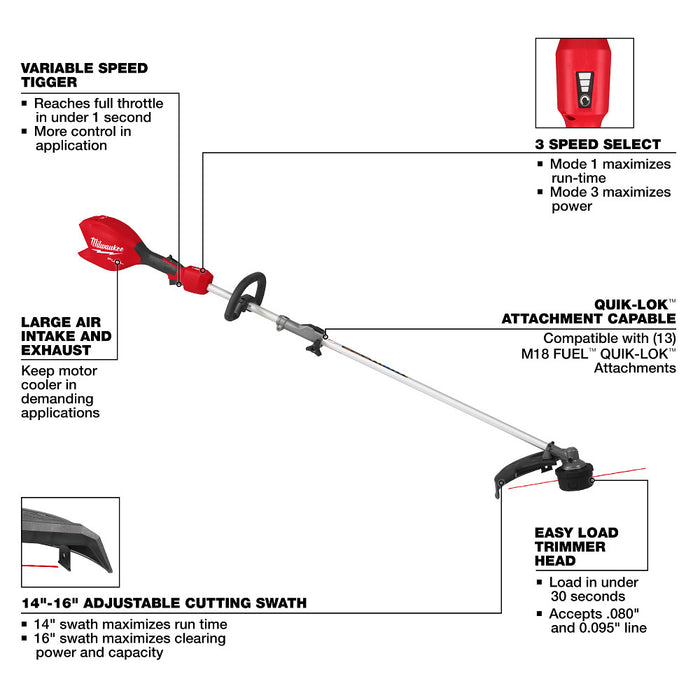 Milwaukee M18 FUEL™ String Trimmer w/ QUIK-LOK™ - Tool Only