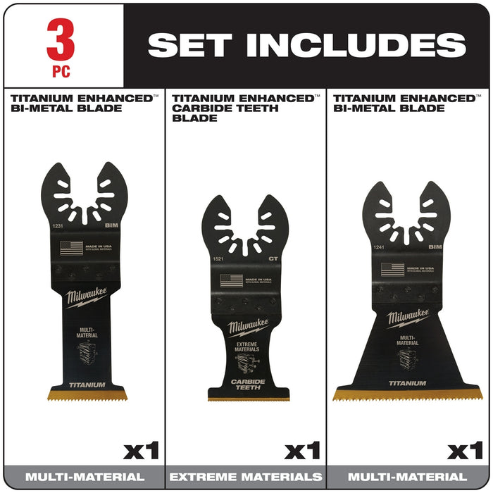 Milwaukee OPEN-LOK Multi-Material Cutting Multi-Tool Blade Variety Pack - 3PC