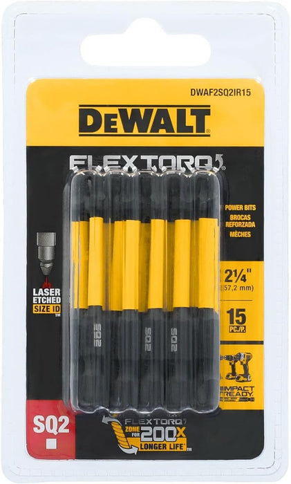 DeWalt FlexTorq® 15PK 2.25" SQ2 Square Driver Bits