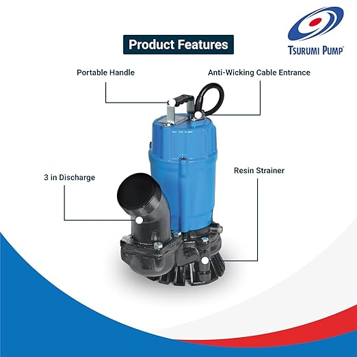 Tsurumi Semi-Vortex Submersible Trash Pump with Agitator 1 HP