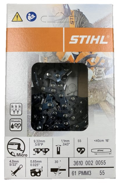 STIHL 61PMM355E PICCO Micro Mini 3 Chainsaw Chain - 3/8" P x .043G x 55DL