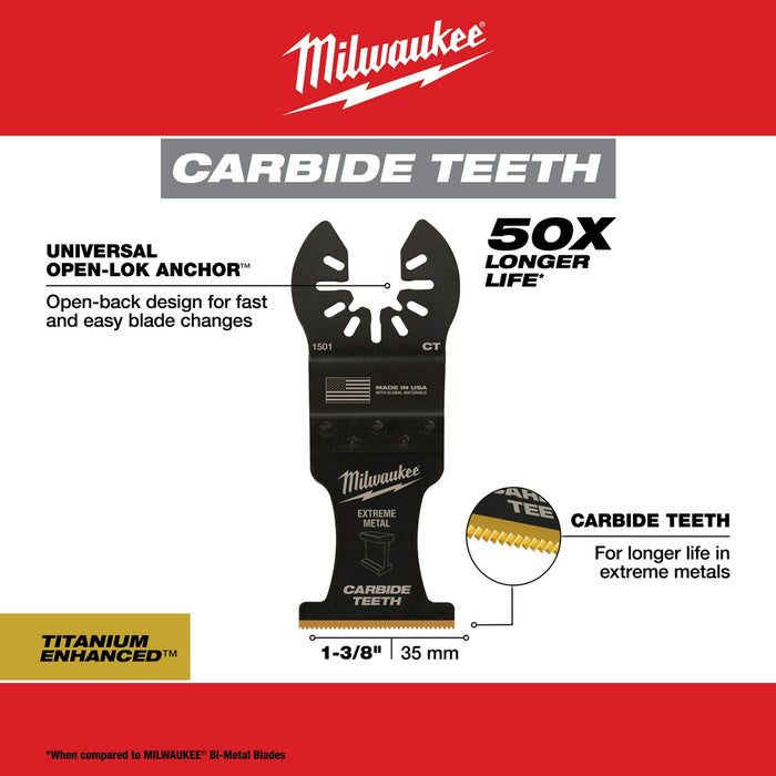 Milwaukee OPEN-LOK Titanium Enhanced Carbide Teeth Metal Multi-Tool Blades