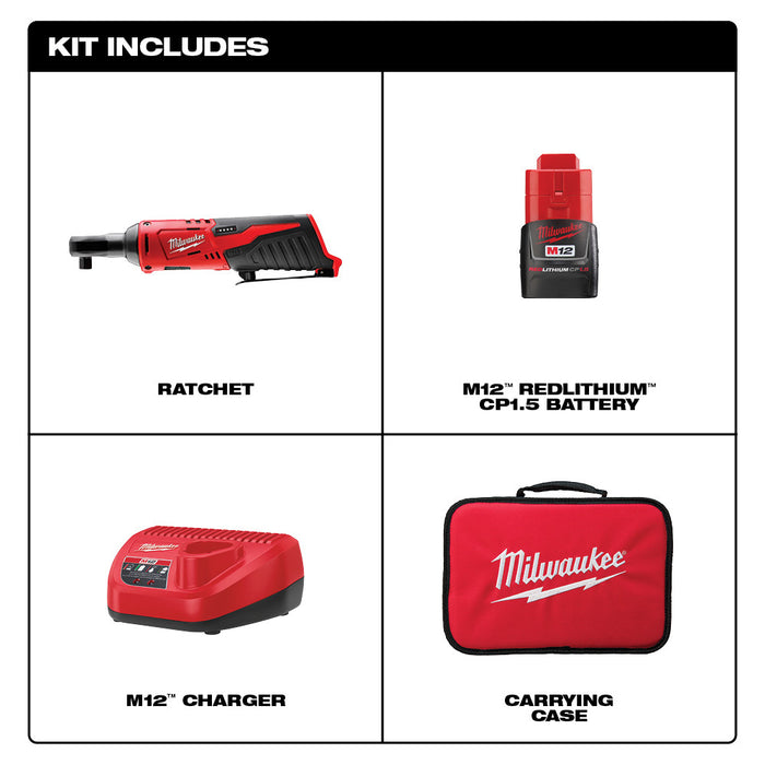 Milwaukee M12 Cordless 3/8" Ratchet Kit