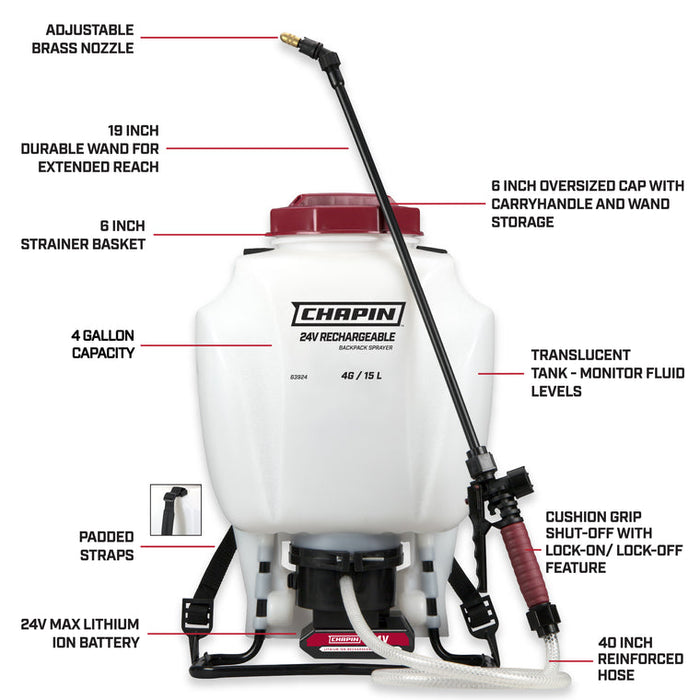 Chapin 4-Gallon 24V Rechargeable Battery Powered Backpack Sprayer