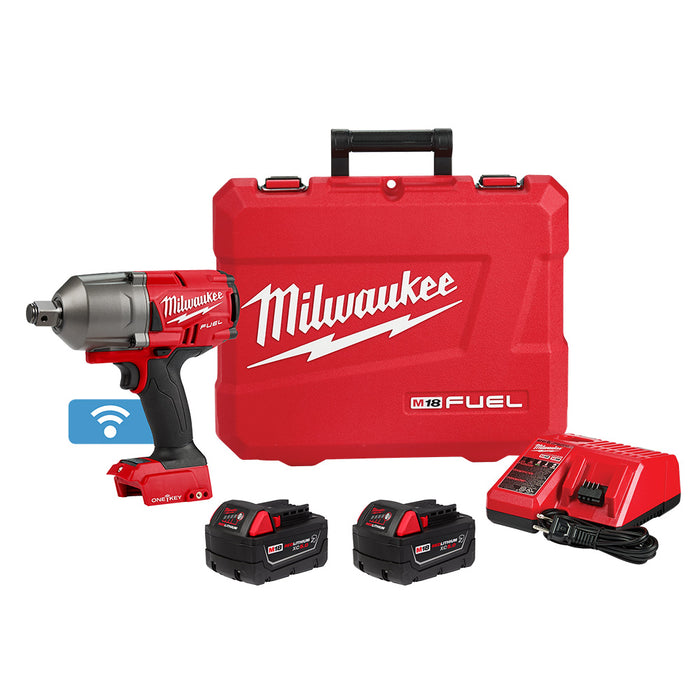 Milwaukee M18 FUEL Cordless 3/4" High Torque Impact Wrench Friction Ring Kit with 5.0 AH Resistant Batteries