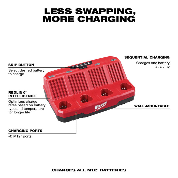 Milwaukee M12 4-Bay Sequential Charger