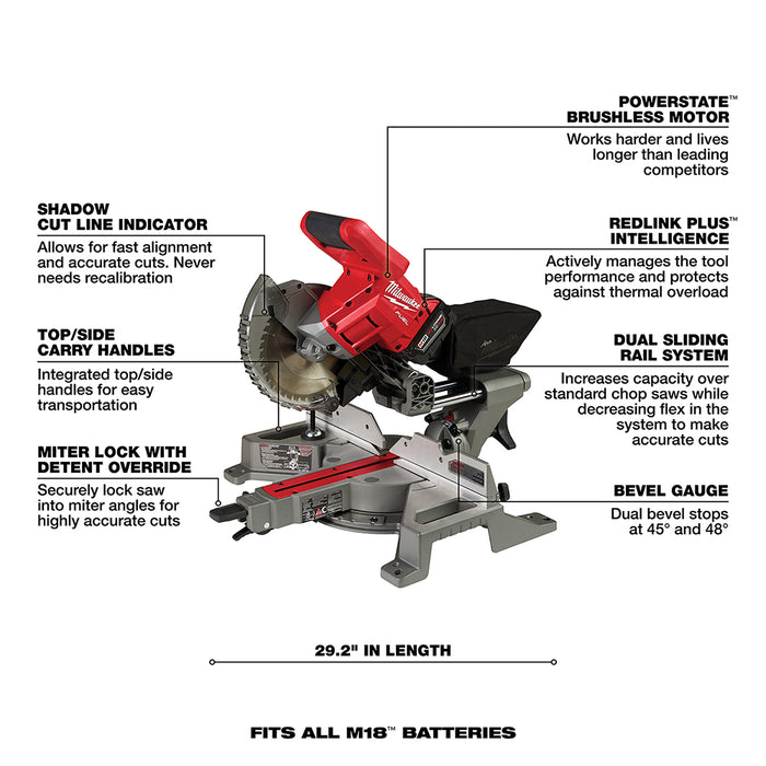 Milwaukee M18 FUEL 7-1/4" Dual Bevel Sliding Compound Miter Saw Kit