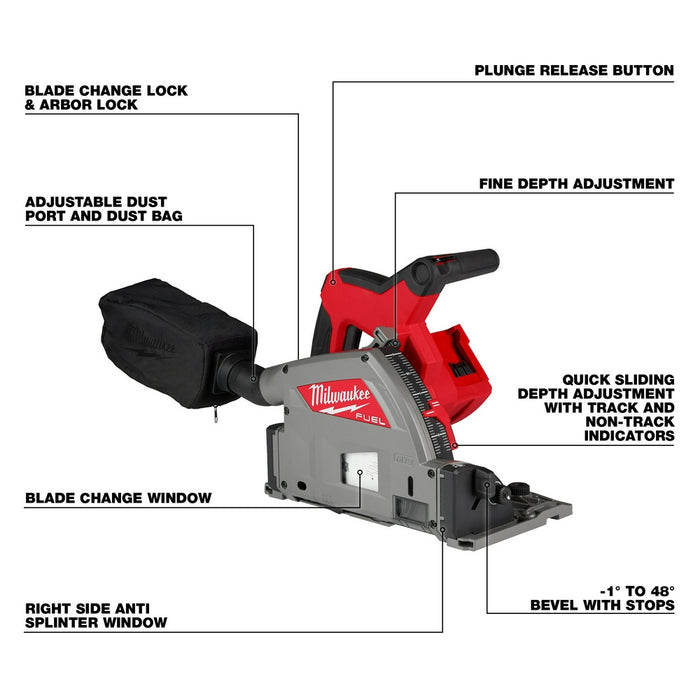 Milwaukee M18 FUEL 6-1/2” Plunge Track Saw - Tool Only