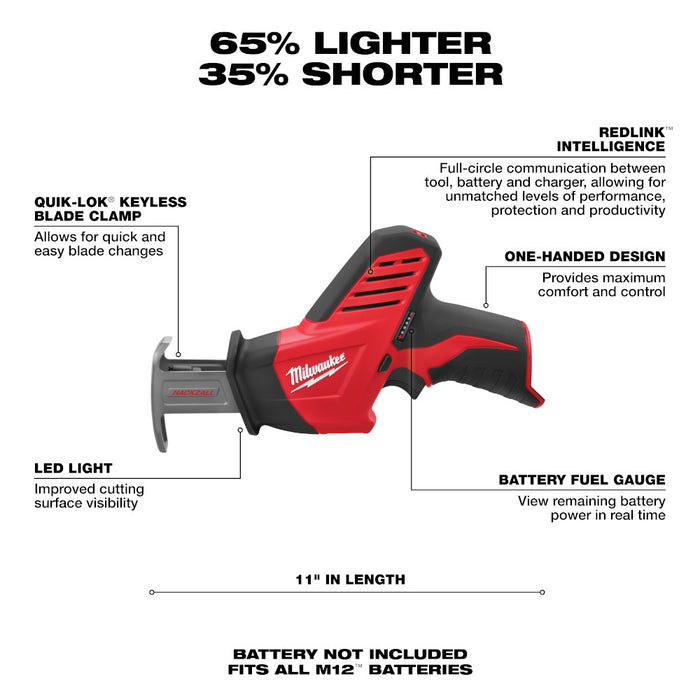 Milwaukee M12 Cordless HACKZALL Reciprocating Saw - Tool Only