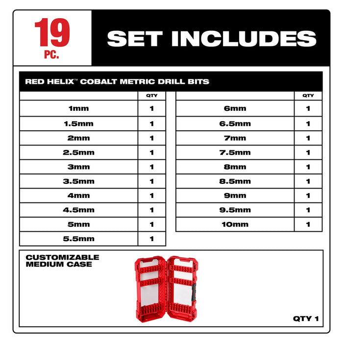 Milwaukee RED HELIX Cobalt Drill Bit Set - 19 pc.
