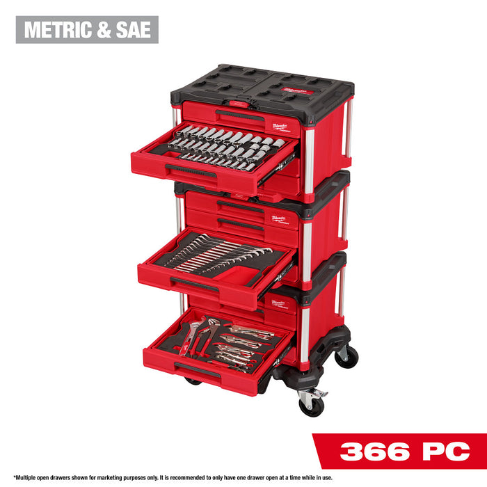 Milwaukee 366 pc. Master Mechanic's Hand Tool Set w/ PACKOUT Drawers & Dolly