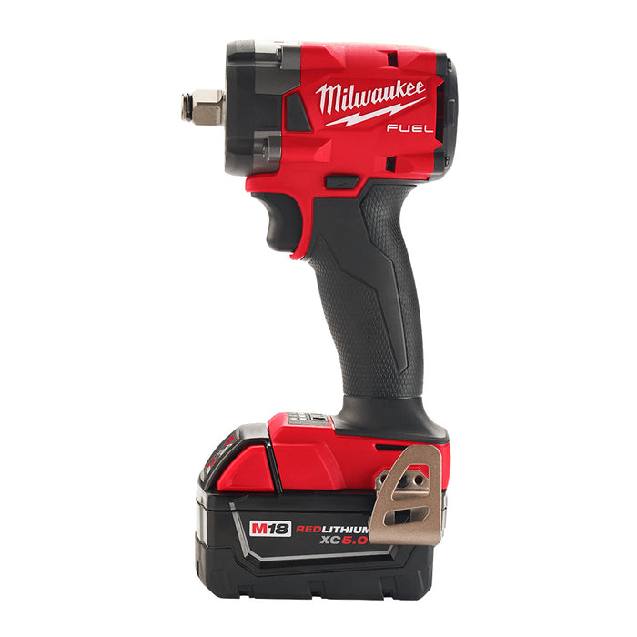 Milwaukee M18 FUEL Cordless 1/2" Compact Impact Wrench Friction Ring Kit with 5.0 AH Resistant Batteries