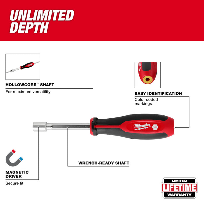 Milwaukee 7 pc. HollowCore™ Magnetic Nut Driver Set - SAE