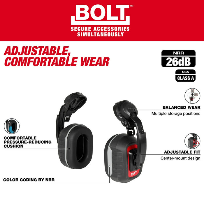 Milwaukee BOLT™ Hard Hat Earmuffs - 26dB