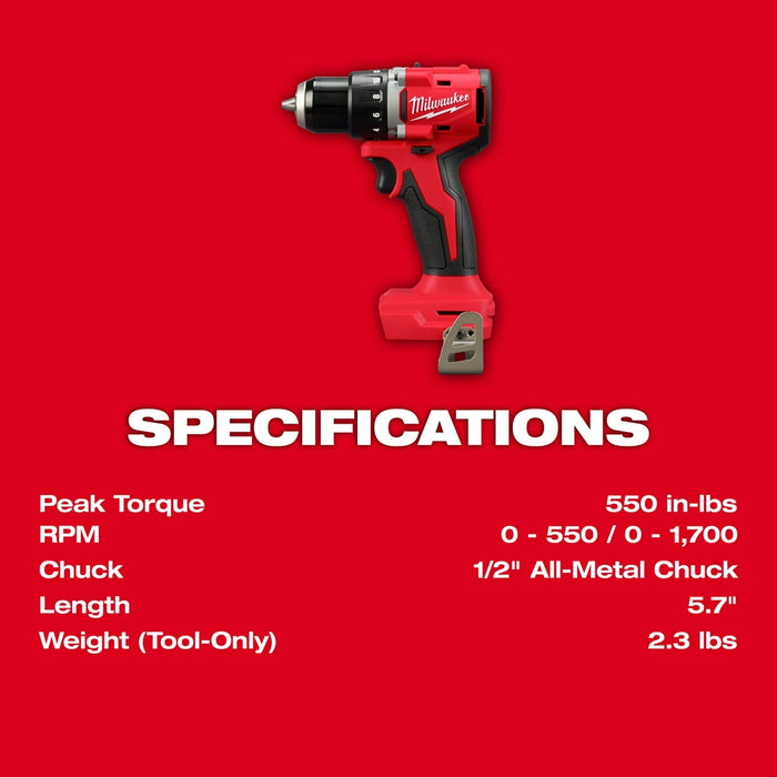 Milwaukee M18 Compact Brushless 1/2" Drill/Driver - Tool Only