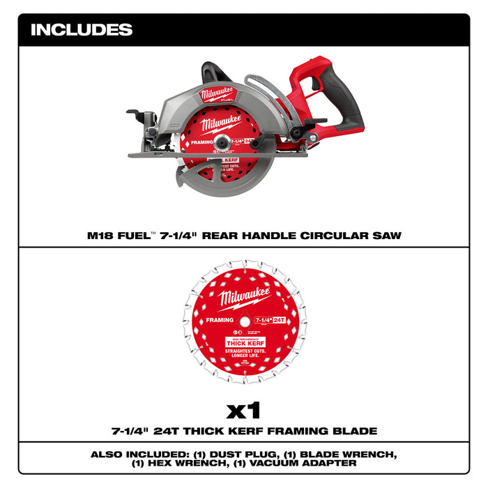 Milwaukee M18 FUEL 7-1/4" Rear Handle Circular Saw - Tool Only