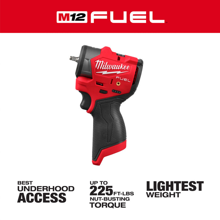 Milwaukee M12 FUEL 3/8" Subcompact Impact Wrench w/ Friction Ring - Tool Only