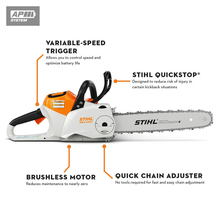 STIHL MSA 220 C-B 36V 14" Cordless Chainsaw (AP System) - Tool Only