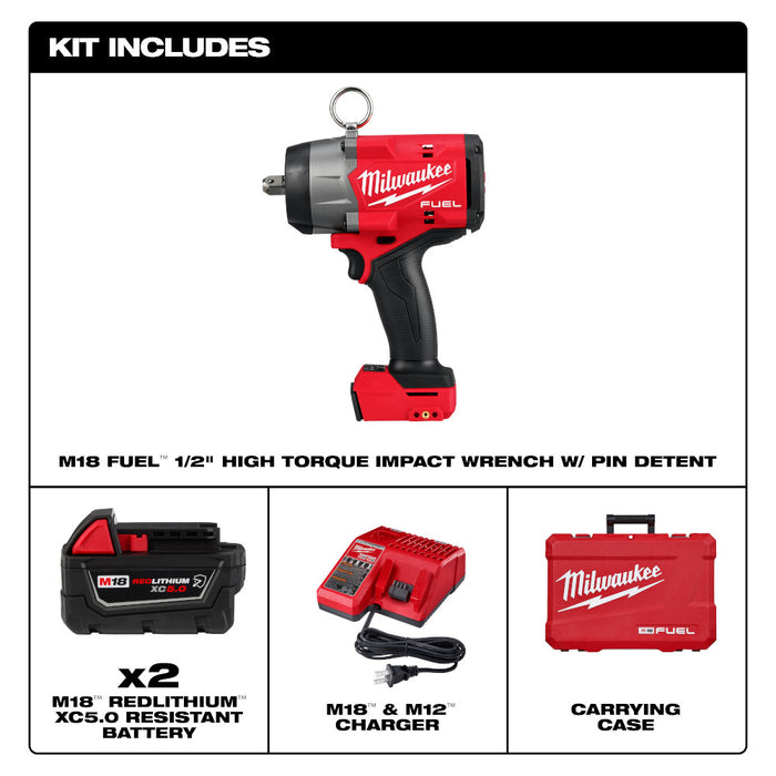 Milwaukee M18 FUEL 1/2" High Torque Impact Wrench w/ Detent Pin Kit