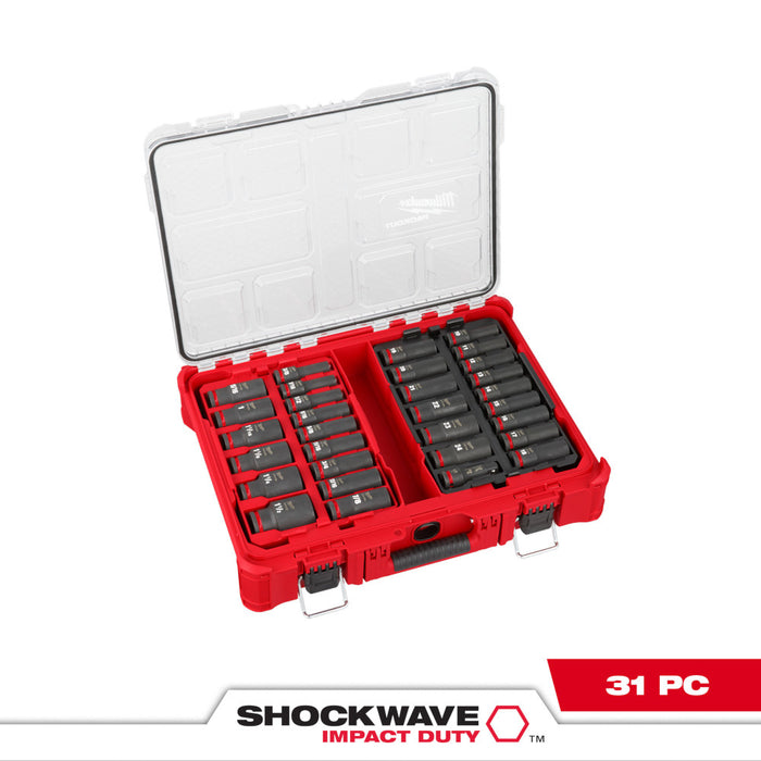Milwaukee 31 pc. SHOCKWAVE Impact Duty 1/2” Drive PACKOUT Socket Set