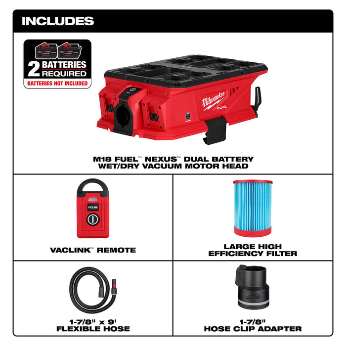 Milwaukee M18 FUEL NEXUS Dual Battery Vacuum Motor Head w/ PACKOUT & VACLINK