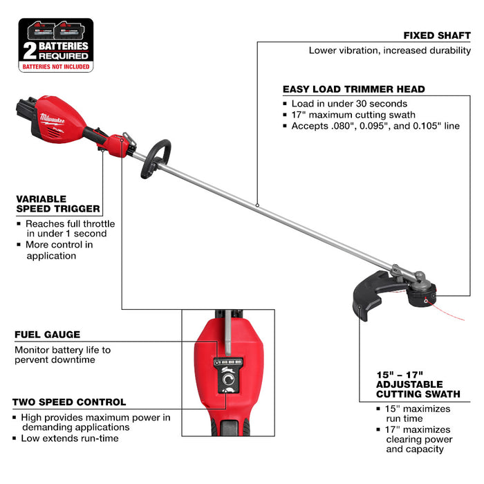 Milwaukee M18 FUEL™ 17” Dual Battery String Trimmer - Tool Only