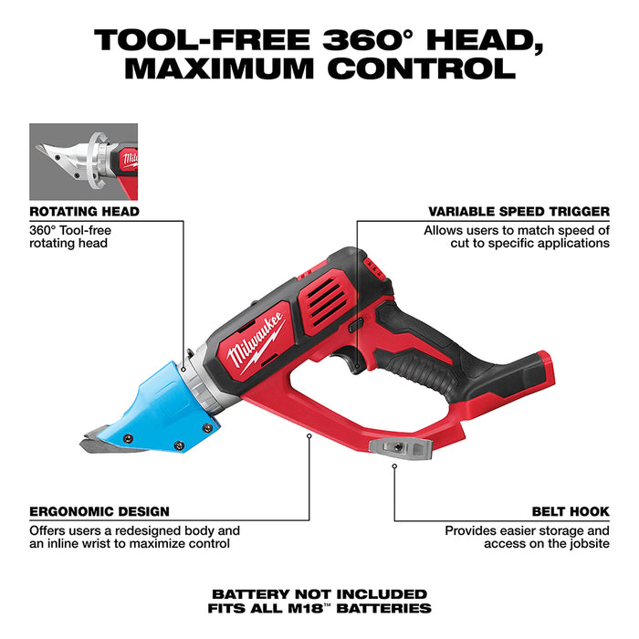 Milwaukee M18 Cordless 14 Gauge Double Cut Shear  - Tool Only