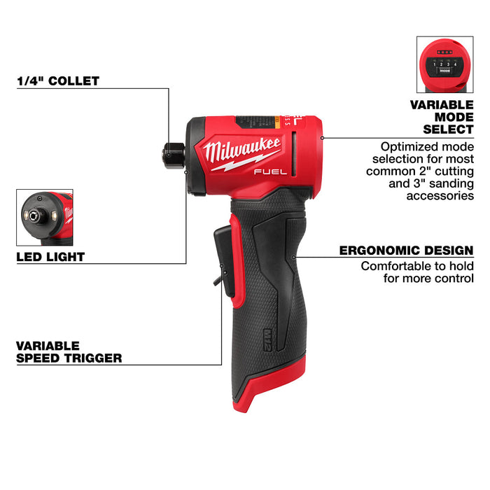 Milwaukee M12 FUEL 1/4" Right Angle Die Grinder - Tool Only