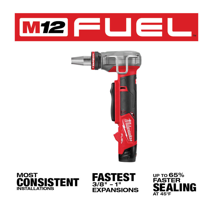 Milwaukee M12 FUEL Cordless ProPEX Expander Kit w/ 1/2"-1" RAPID SEAL  ProPEX Expander Heads