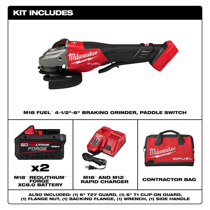 Milwaukee M18 FUEL™ 4-1/2"-6" Braking Grinder Kit w/ Paddle Switch