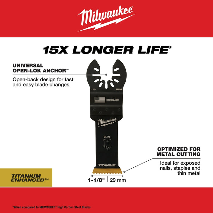 Milwaukee OPEN-LOK Titanium Enhanced Bi-Metal Metal Multi-Tool Blades