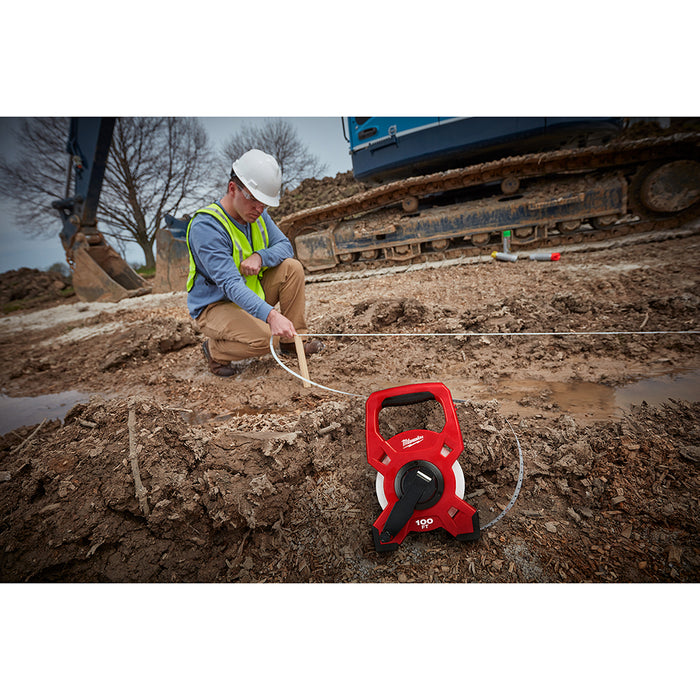 Milwaukee 100 Ft. Steel Open Reel Long Tape Measure