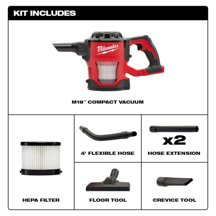 Milwaukee M18 Cordless Compact Vacuum - Tool Only