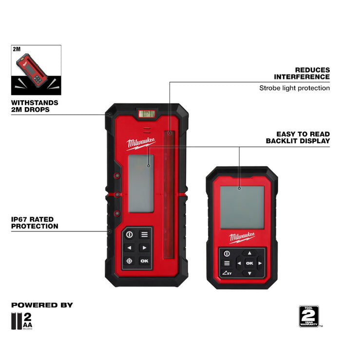 Milwaukee Red Exterior Dual Slope Rotary Laser Receiver