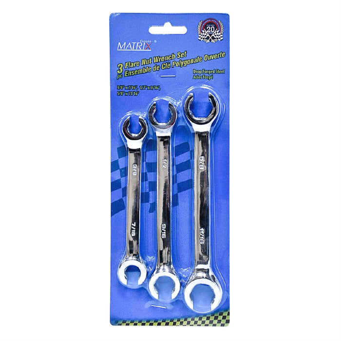 Tooltech 3 pc. Flare Nut Wrench Set