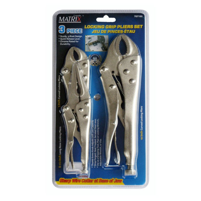 Tooltech 3 pc. Locking Pliers Set