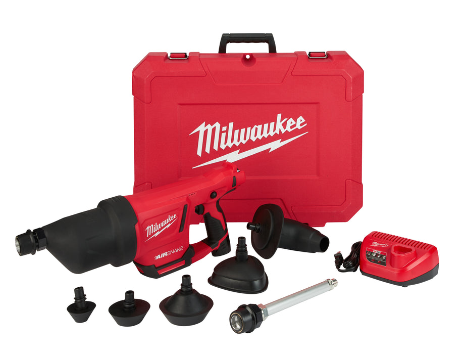 Milwaukee M12 Cordless AIRSNAKE Drain Cleaning Air Gun Kit-B