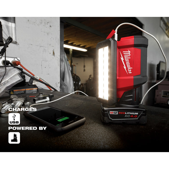 Milwaukee M12 Cordless ROVER Service and Repair Flood Light w/ USB Charging  - Tool Only