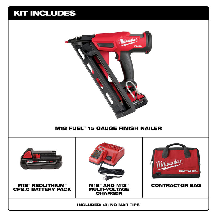 Milwaukee M18 FUEL™ 15 Gauge Finish Nailer Kit