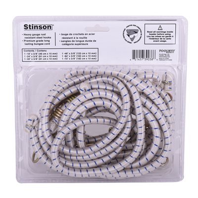 6PK Heavy Duty 10mm White Bungee Cords