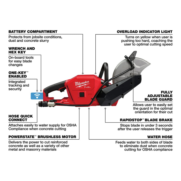 Milwaukee M18 FUEL Cordless 9" Cut-Off Saw with ONE-KEY  - Tool Only