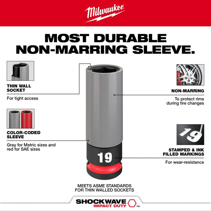 Milwaukee SHOCKWAVE Impact Duty™ 1/2" Drive 3 pc. Metric Lug Nut Socket Set