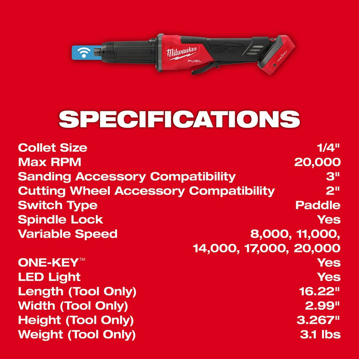 Milwaukee M18 FUEL™ Variable Speed Die Grinder w/ Paddle Switch & ONE-KEY™