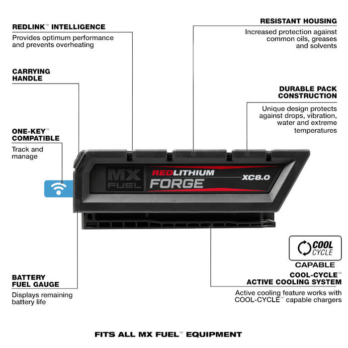 Milwaukee MX FUEL™ REDLITHIUM™ FORGE™ XC 8.0 Battery Pack