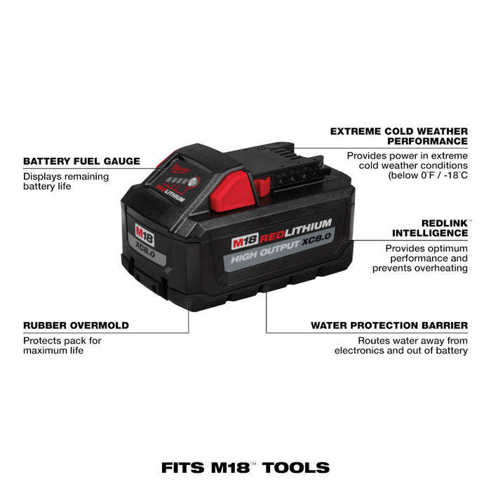 Milwaukee M18 REDLITHIUM HIGH OUTPUT XC 8.0Ah Battery