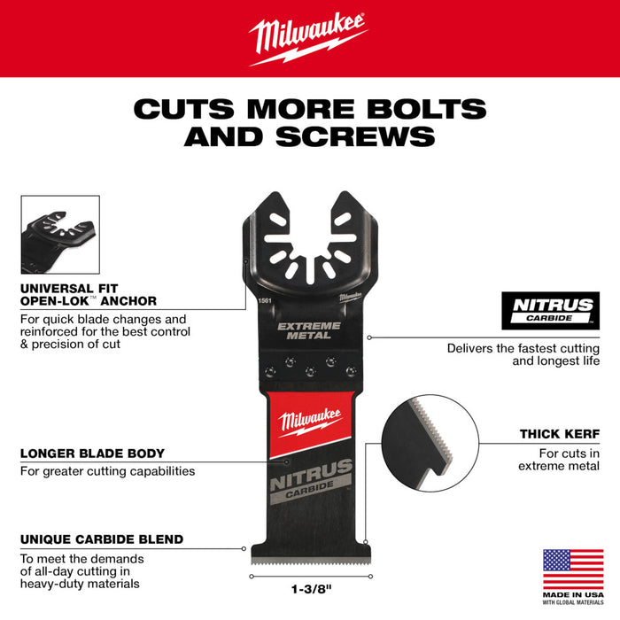 Milwaukee 10PK NITRUS CARBIDE™ Extreme Metal Universal Fit OPEN-LOK™ Multi-Tool Blade